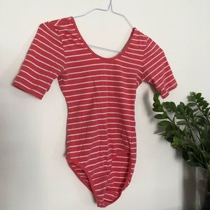 Coral striped bodysuit forever21